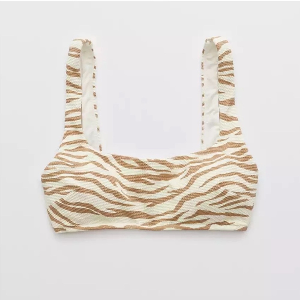 Aerie Ivory Animal Print Bikini Top